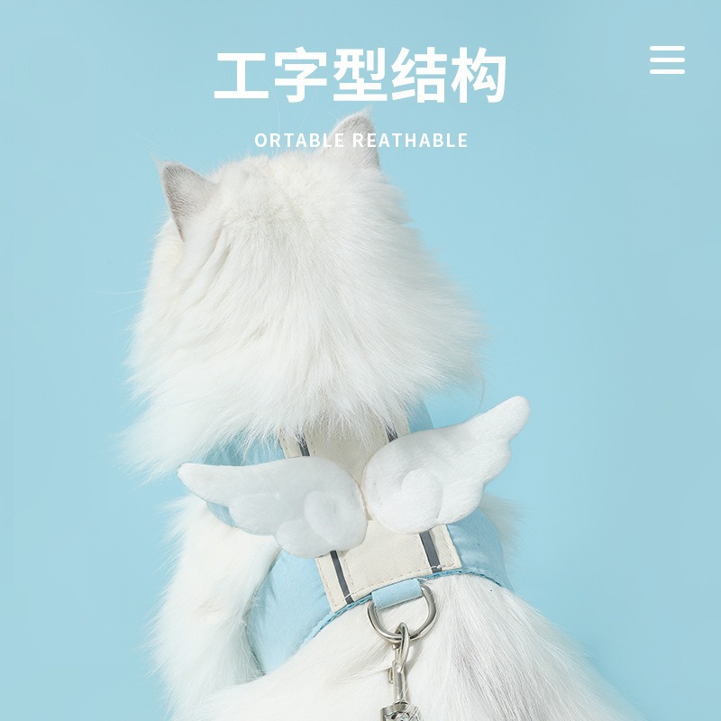 Alas de ángel de gato, chaleco de salida, correa, cuerda para caminar, cuerda para caminar, correa para el pecho para perros, cuerda para pasear, suministros para mascotas