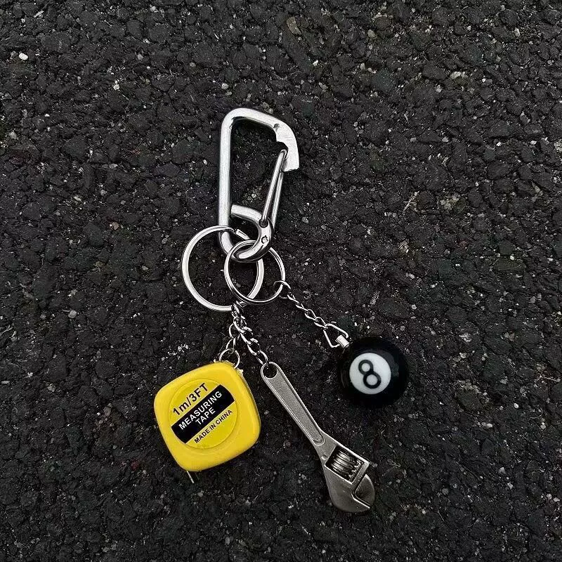 Creative keychain multi‑decor (DIY) with dice, bottle opener & thermometer, assorted charms