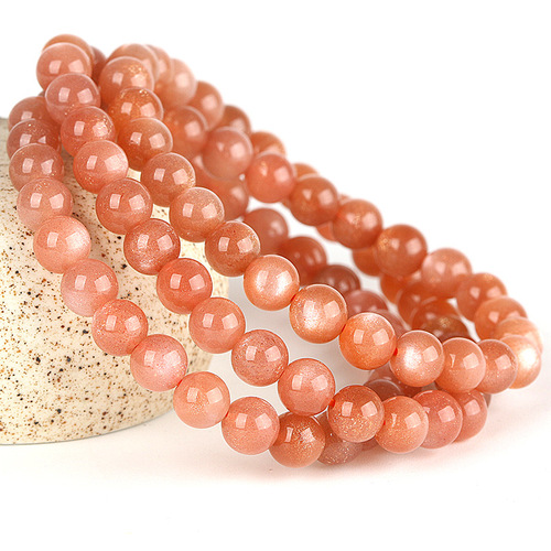 Natural Orange Moonstone Bracelet, Sunstone and Gold Sand Eye Bracelet with Three Extra Beads, Orange Moonstone Bracelet