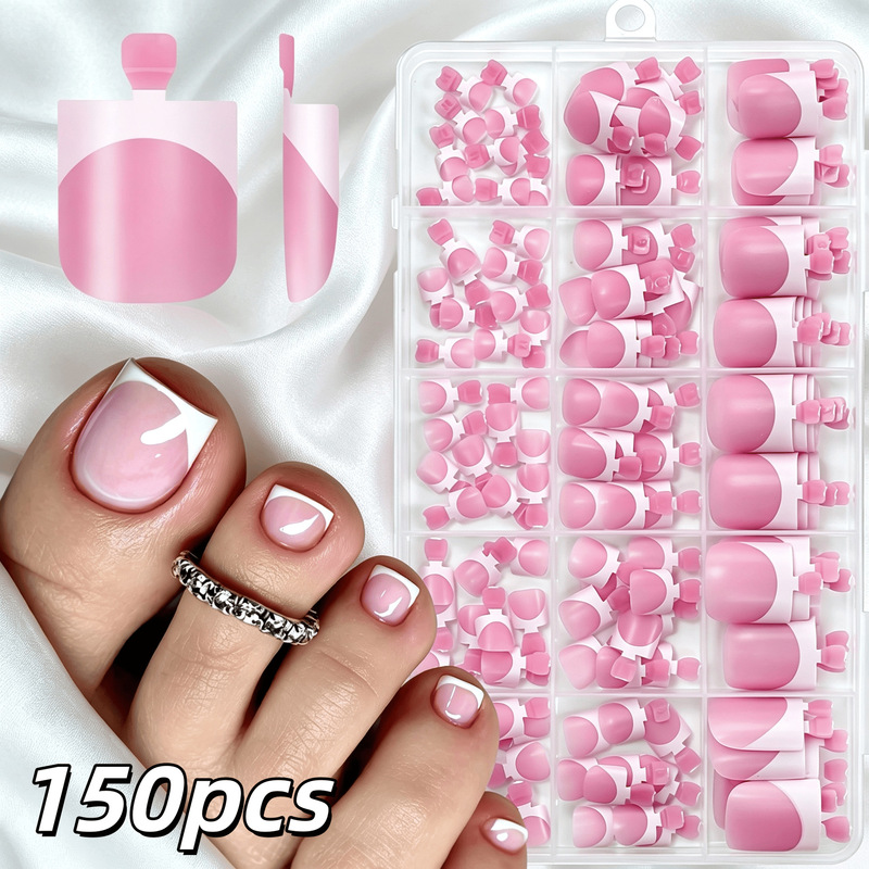 Cross-Border 150-Piece Purple Pink Nude Pink French Style Toenail Tips, Vintage White-Enhancing Removable Toenail Stickers Cross-Border 150-Piece Purple Pink Nude Pink French Style Toenail Tips, Vintage White-Enhancing Removable Toenail Stickers