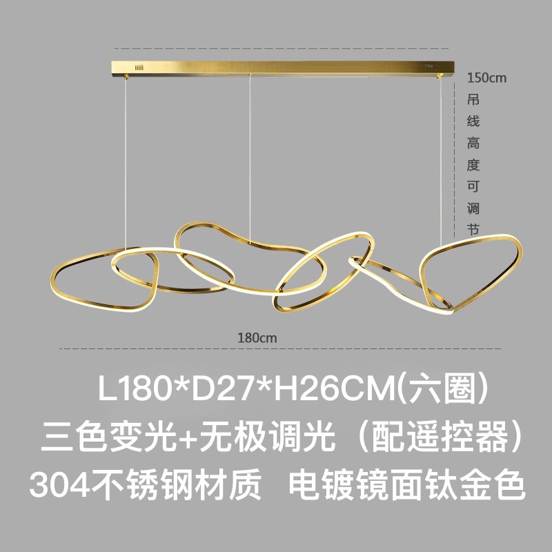 Candelabro de restaurante, barra de bar creativa de lujo ligero, sala de estar personalizada, estilo nórdico minimalista, círculo de acero inoxidable, arte, lámpara de forma especial