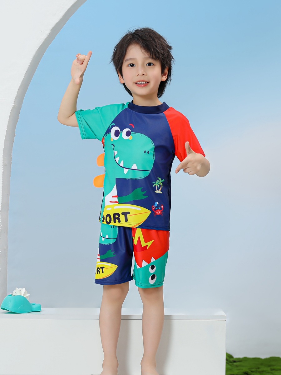 Traje de baño dividido para niños Traje de natación de secado rápido con protector solar de manga corta para niños Traje de buceo para bebés Traje de surf al por mayor UPF