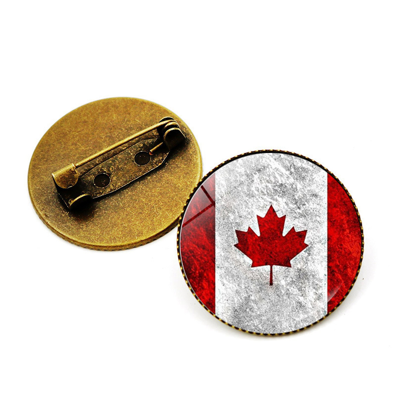 Canada creative country flag brooch Versatile Time gem clothes bag pin retro badge decorations