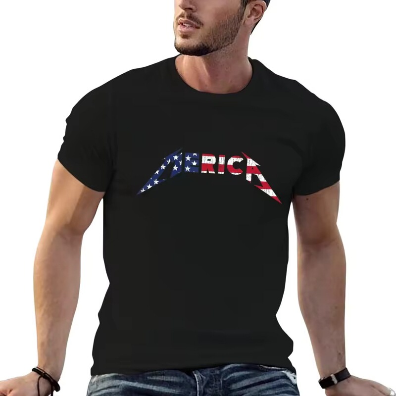 Spring and Summer New Style Cloud Cotton Solid Color Short-Sleeved T-Shirt Round Neck Heavy Metal Slim Fit American Flag T-Shirt 	 Men's Short-Sleeved T-Shirt