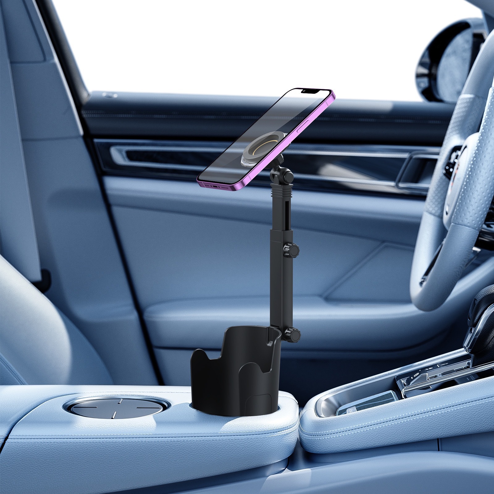 Car-Mounted 360-Degree Rotating Mobile Phone Holder Dual-Purpose Multi-Functional Water Cup Holder Magnetic Navigation Mobile Phone Holder