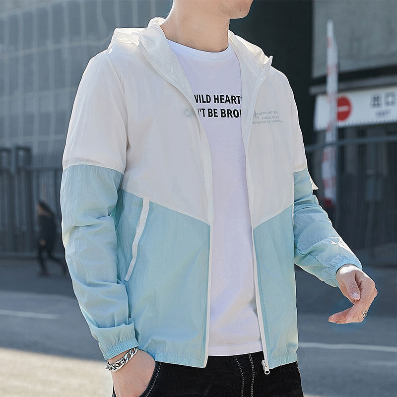 New men's hooded sun protection clothing, summer ultra-thin breathable cooling fishing sun protection jacket, light jacket, skin-friendly clothing