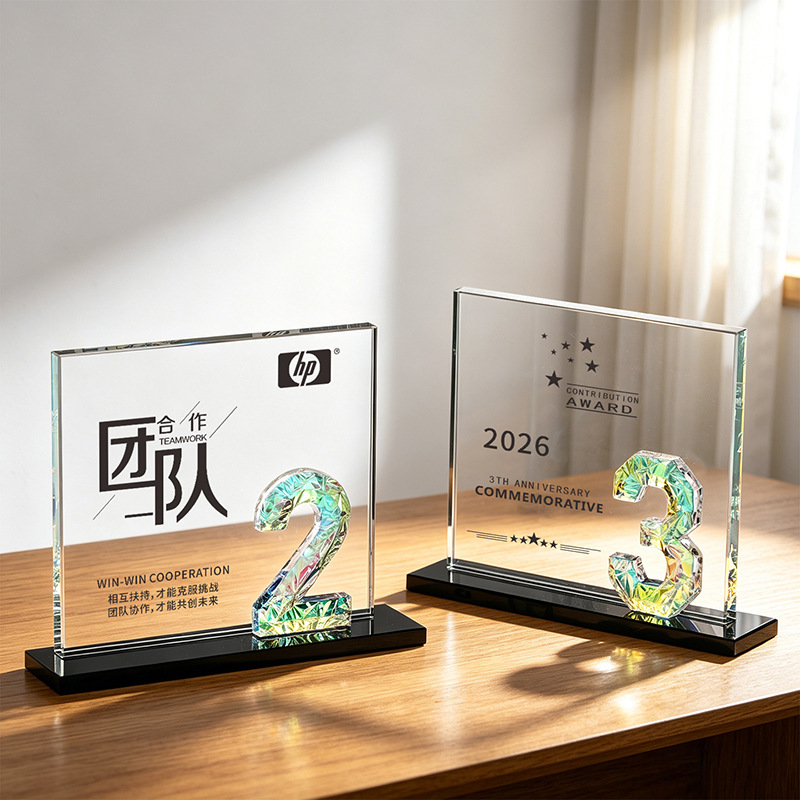 Nuevo trofeo de cristal creativo de alta calidad atmósfera medalla decoración excelente personal de ventas reunión anual regalo