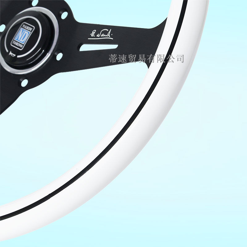 Cross-Border Hot-Selling Nd Universal 14-Inch 350mm White Abs Steering Wheel, Racing Steering Wheel with 74mm Hole Spacing