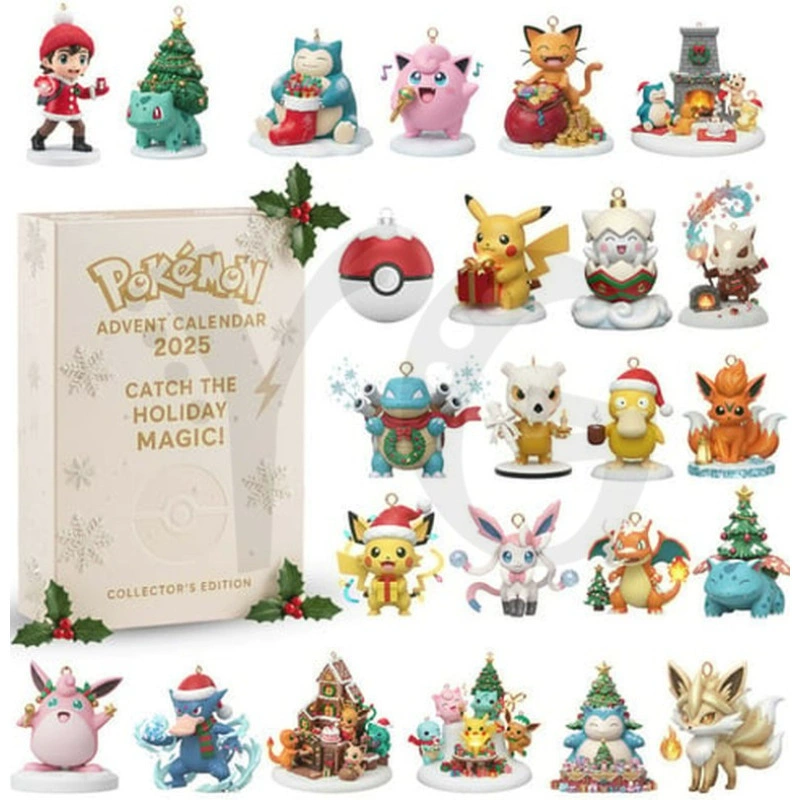 Праздничный календарь Независимая станция Pokémon, обучаемый отсчетная слепая коробка, украшение елки из акрила, подвеска