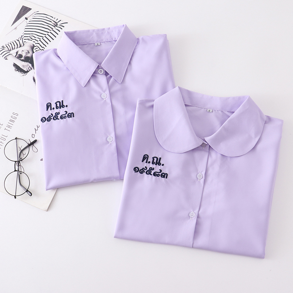 2022新款JK/DK制服泰国校服长短袖衬衫娜诺禁忌女孩衬衫女淡紫色