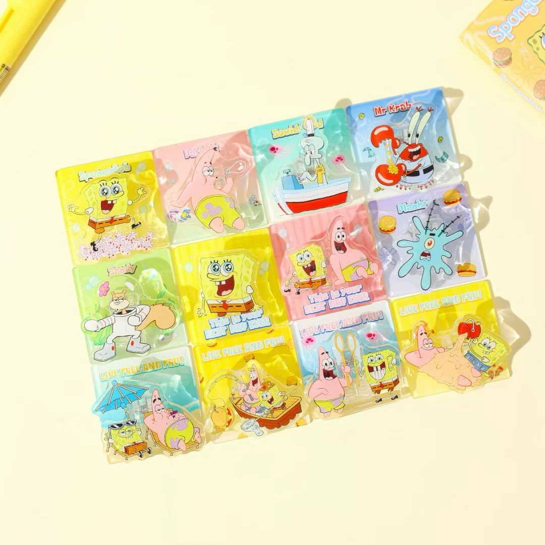 Пензлик для SpongeBob из акриловой кости, аутентичный ручной зажим для ручки, высокая ценность, мультяшный аниме-студент, клип для тестовой бумаги