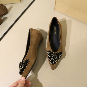 2132-H90 Korean version fashionable low heeled women's shoes with a design sense of small flower pointed shallow mo