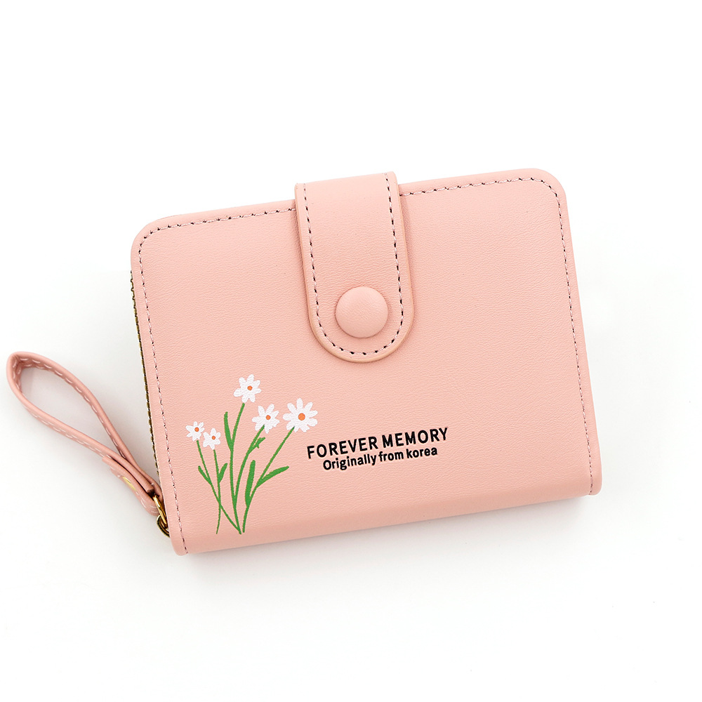 Nuevo cross-border cremallera billetera corta de moda de color sólido impresión multi-tarjeta billetera