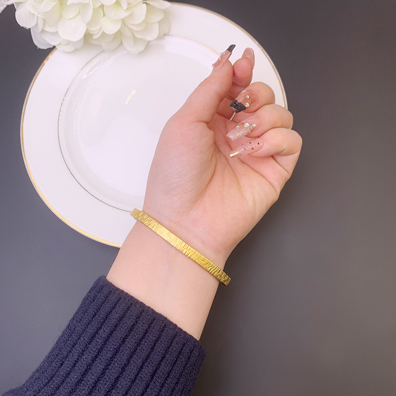 Nuevo chino vietnamita arena oro pulsera Gu Fa Su círculo de árbol oro tallado pulsera abierta retro joyería no se desvanece