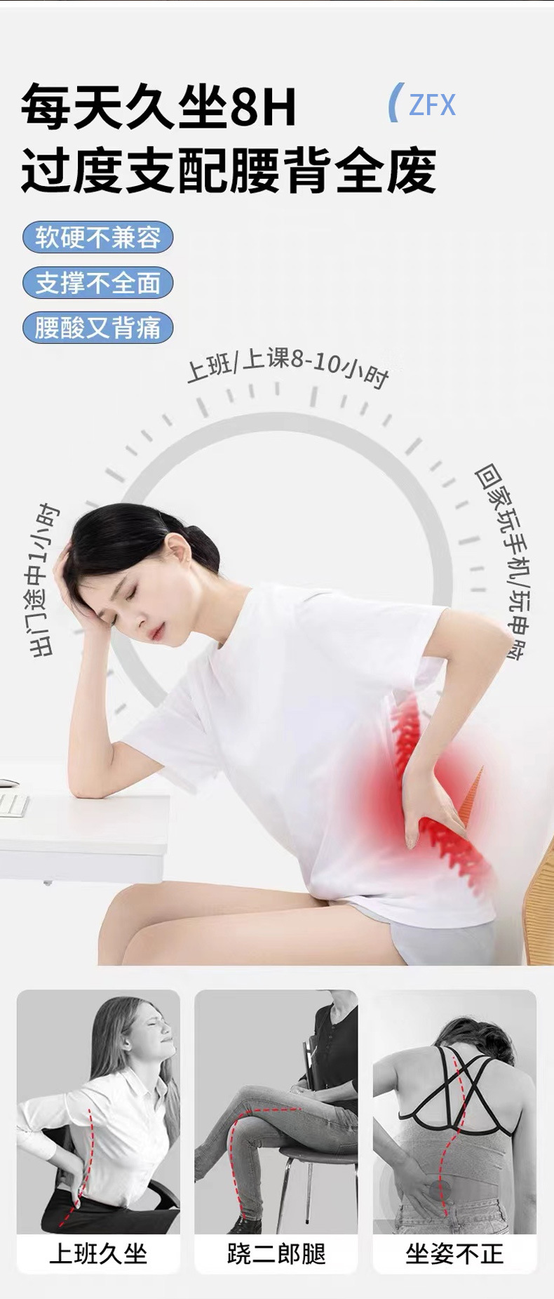 Car Electric Massage Hot Compress Traction Lumbar Pillow Lumbar Cushion Backrest Waist Support Seat Lumbar Support Automatic Inflatable Headrest