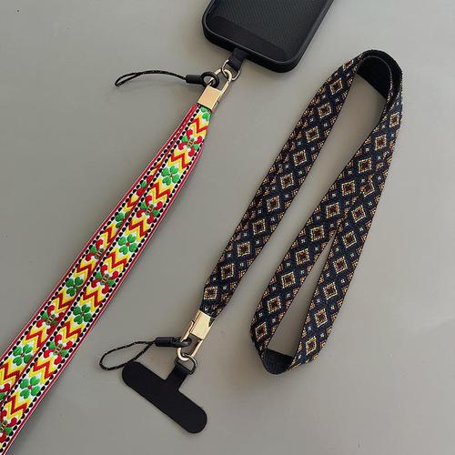 Advanced mobile phone lanyard cross-body carryable women's mobile phone chain strap fixed piece anti-fall extended diagonal halter neck rope wide
