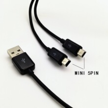 优质 USB转2个MINI 5PIN数据线一分二  1米长 一拖二MINI充电线