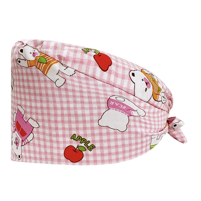 Gorro de Enfermera Coreano Fresco y Lindo, 100% Algodón, Gorro de Médico, Dentista, Estética y Salón de Belleza con Estampado Lindo.