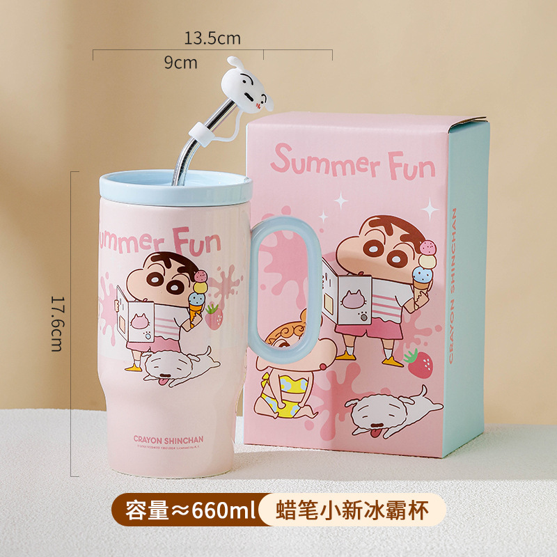 Auténtico y autorizado lápiz pequeño nuevo taza de hielo de gran capacidad con cubierta con paja taza creativa taza de vinos