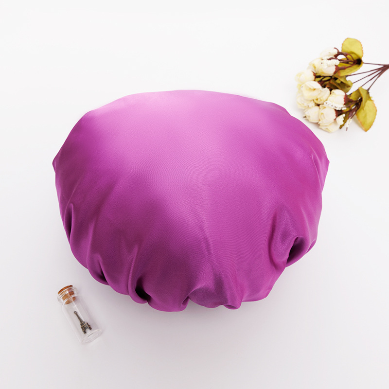 Gorro de Ducha de Doble Capa de Imitación de Seda con Banda Elástica y Hebilla, Ajustable para Viajes y Baño en Casa, Gorro para el Cuidado del Cabello para Mujer
