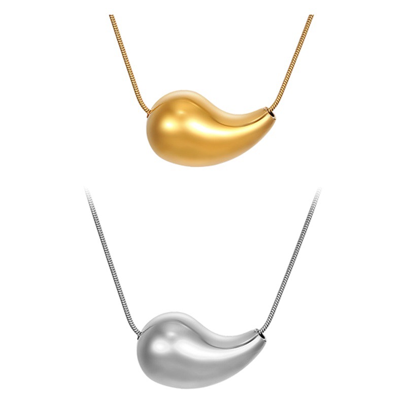 Transfronterizo europeo y americano Venta caliente de acero inoxidable hueco gota de agua colgante collar de alto grado de las mujeres personalizada coma clavícula cadena