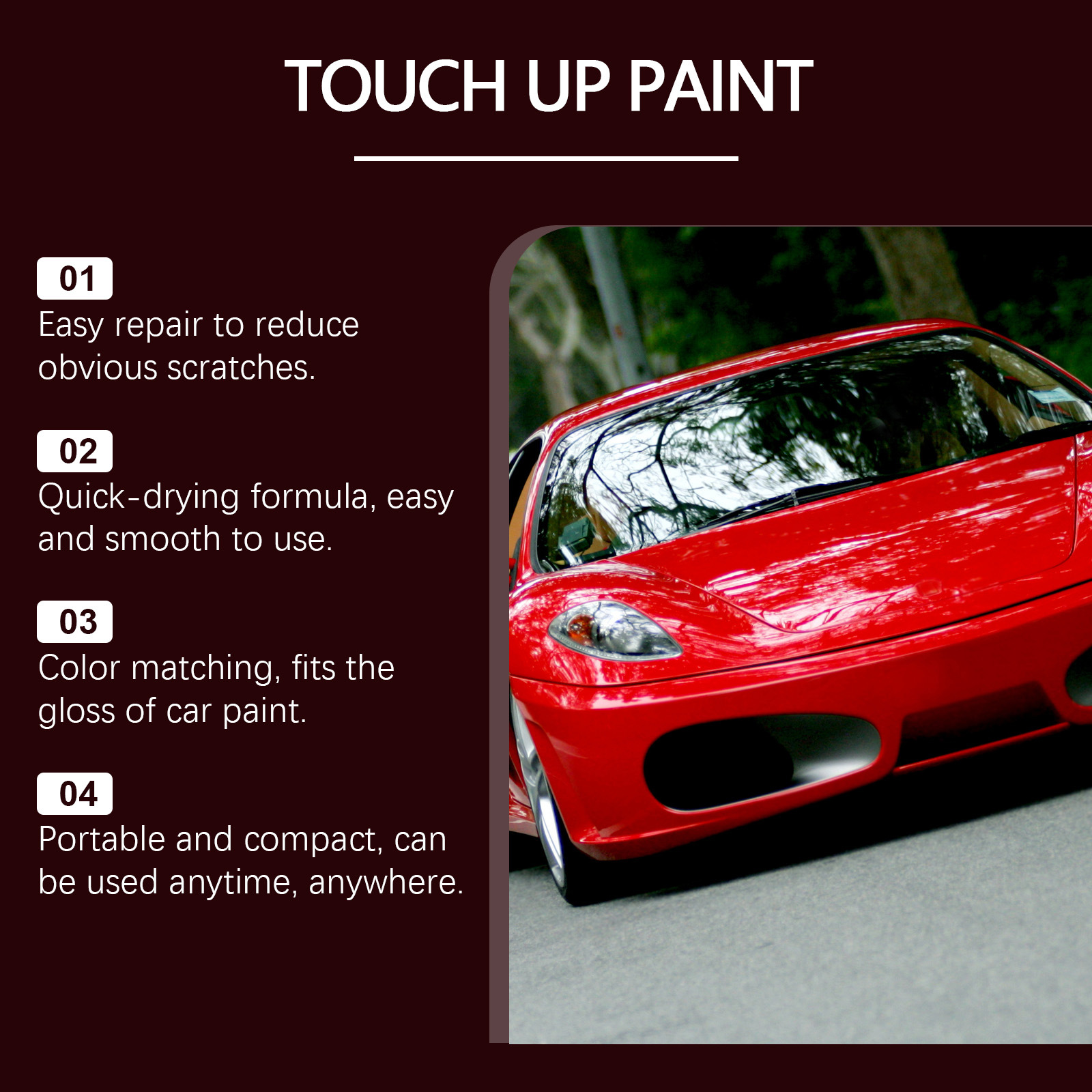 Homonth Red Car Scratch Care Paint Pen Paint Scratch Scratch Care Touch-Up Paint Maintenance Paint Pen