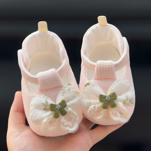 Summer and Autumn Infant and Toddler 0-1 Year Old Soft-Soled Non-Slip Baby Girl Princess Shoes Breathable and Comfortable Cotton Soft Cloth Shoes Toddler Shoes 2