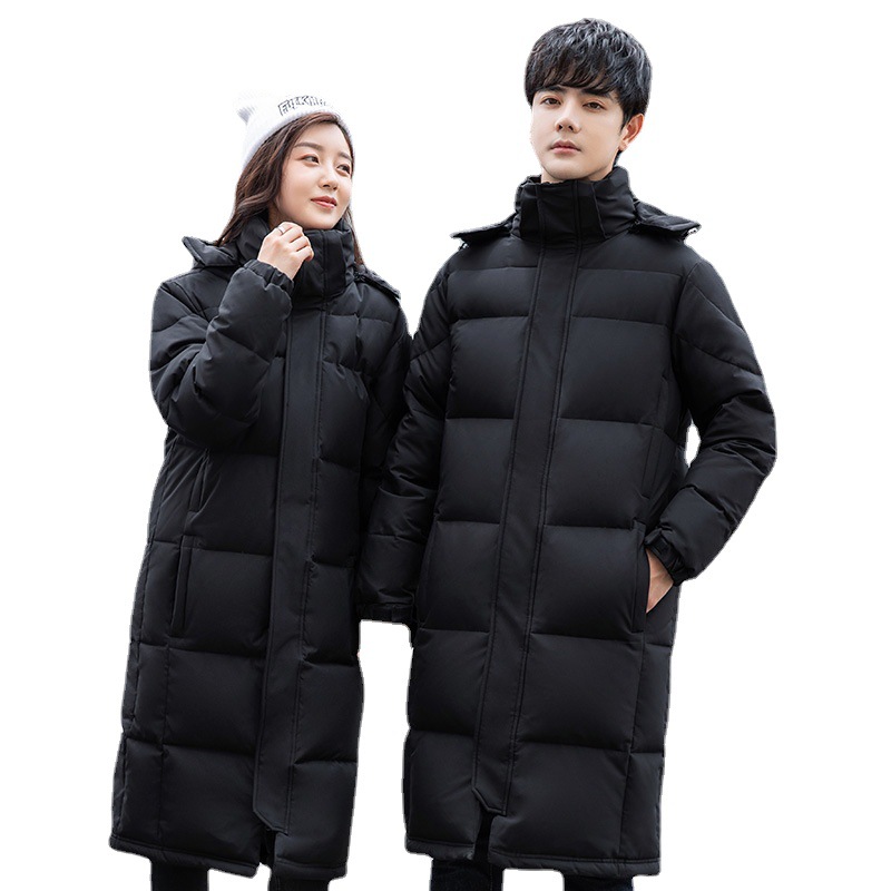 2023 New Down Jacket Men's Medium to Couple's Clothing Women's Knee Over Long Thickened Winter Youth Student Coat Trendy_voghion.com