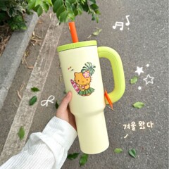 新款热销304不锈钢保温杯高颜值多巴胺手柄汽车杯便携手柄冰霸杯
