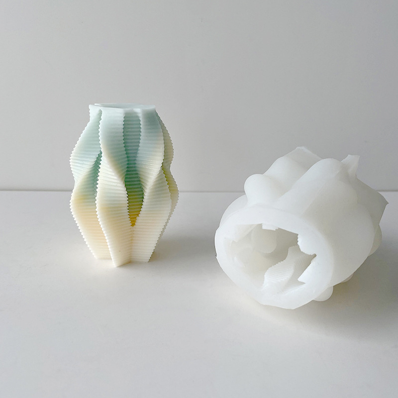 Columna giratoria geométrica vela molde de silicona columna línea geométrica yeso epoxi decoración jabón hecho a mano herramienta abrasiva en stock