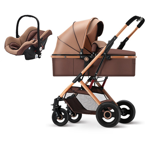 Baby stroller with basket, multi-functional, sit-lying, lightweight, foldable, two-way, high-landscape, newborn children pushchair
