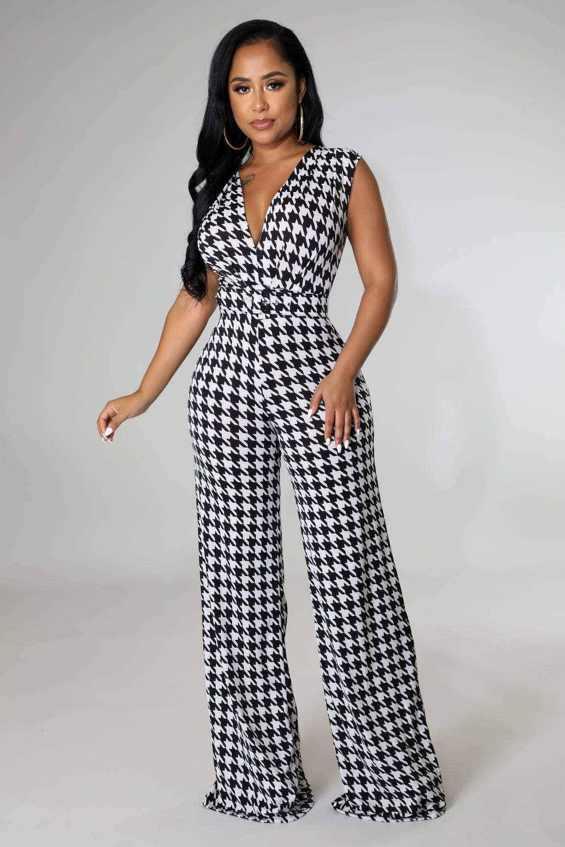 Women's Clothing Sexy Fashion Digital Printing V neck Women's Jumpsuit_voghion.com