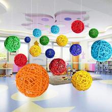 彩色藤球幼兒園學校走廊天花板裝飾diy柳圓形吊飾編掛飾跨境代發