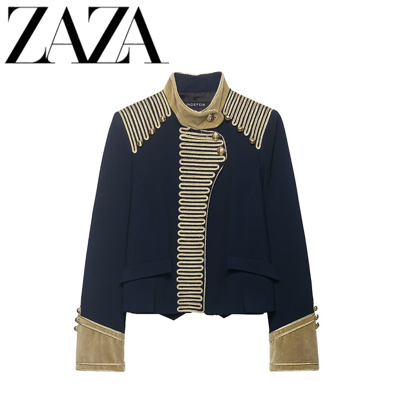 Zaza Self-Made European and American Style Wholesale Women's Fashion Versatile Elegant Cross-Border Style Short Jacket with Knot Buttons Zaza Self-Made European and American Style Wholesale Women's Fashion Versatile Elegant Cross-Border Style Short Jacket with Knot Buttons