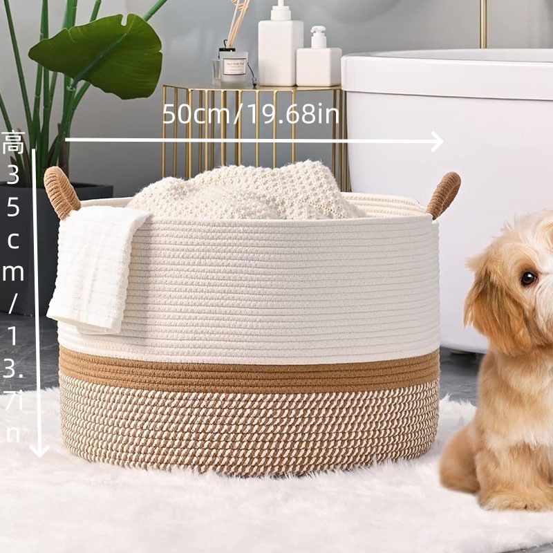 Amazon venta caliente cuerda de algodón canasta de ropa sucia canasta de lavandería de gran capacidad para el hogar japonés canasta de almacenamiento canasta de almacenamiento de juguetes para bebés