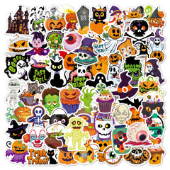 国境を越えたハロウィン落書きステッカー100枚、漫画のカボチャ、幽霊パーティー、コンピューター、スーツケース、ハロウィンステッカー