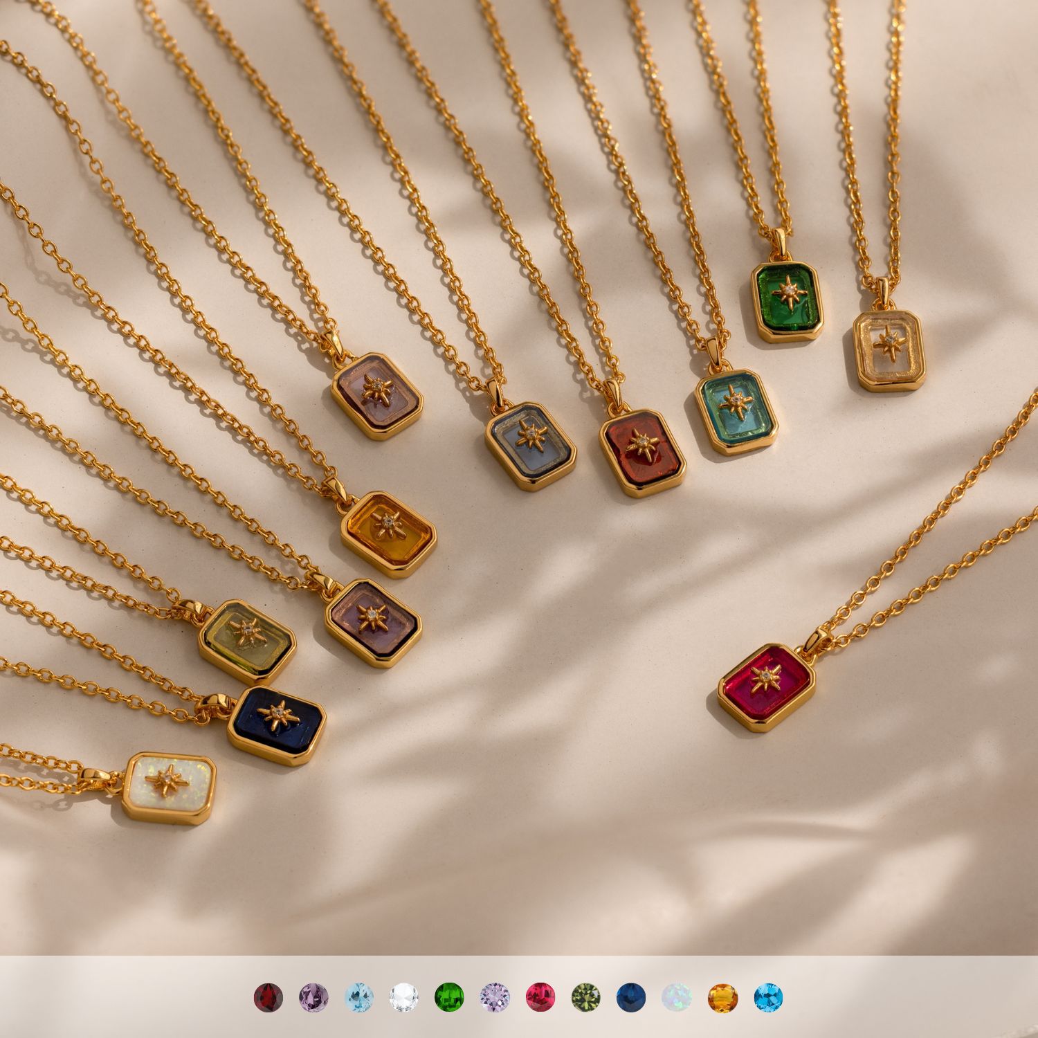 Collar Colgante de Estrella Polar con Piedra de Nacimiento, Acero de Titanio