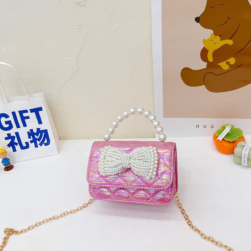 Bolso DE LOS NIÑOS 2022 nueva moda simple niñas bolsa de mensajero lindo arco princesa estilo perla moneda monedero
