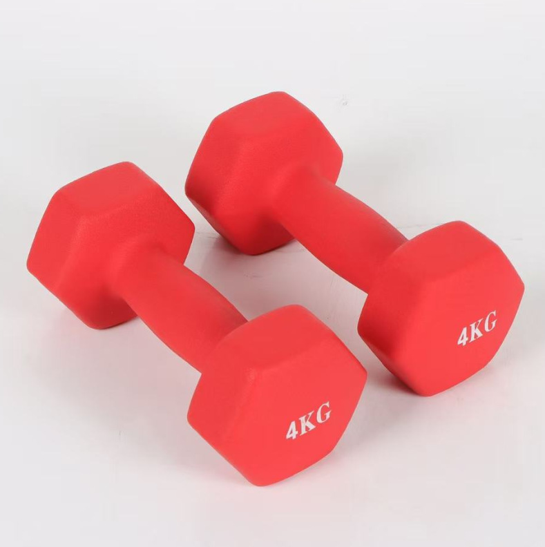 Women's Fitness Small Dumbbells, Hexagonal Plastic-Coated Dumbbells, Weightlifting Dumbbells, Home Fitness Dumbbells, Customizable Logo, Textured Dumbbells