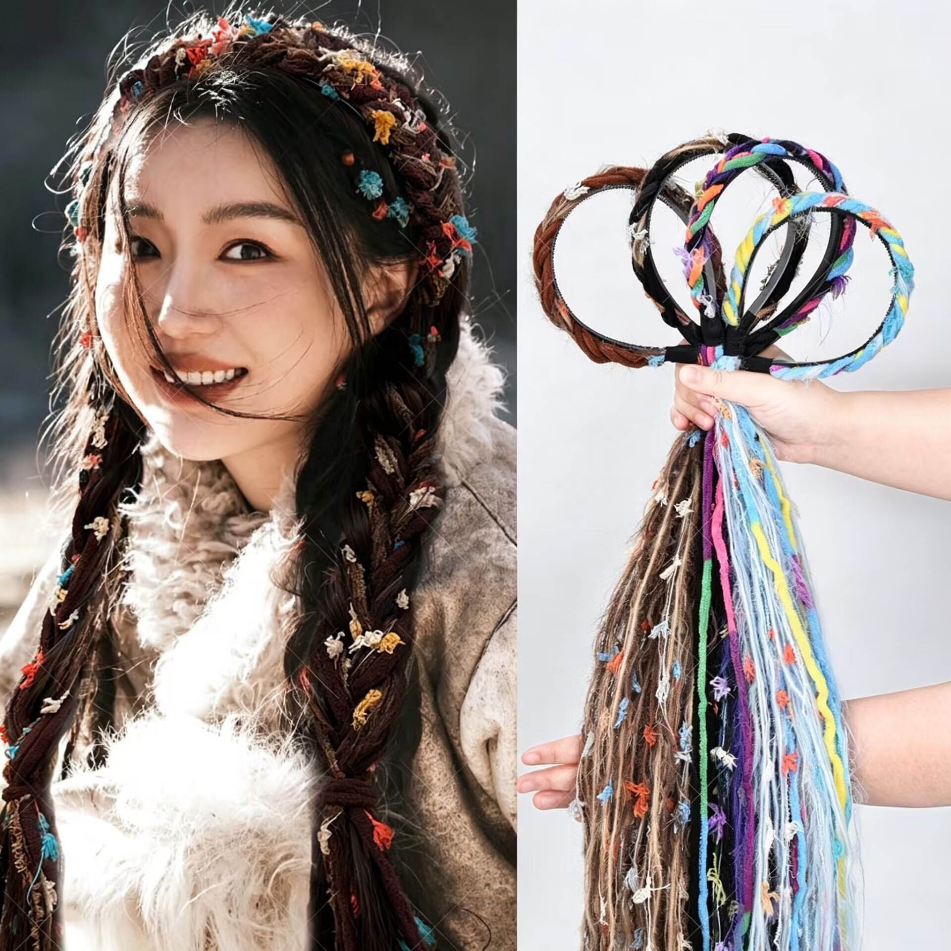Diadema con Trenza de Cabello Sintético para Mujer