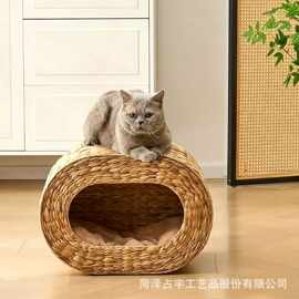 跨境手工编织半封闭小型猫窝四季通用宠物窝家居室内可水洗猫房子