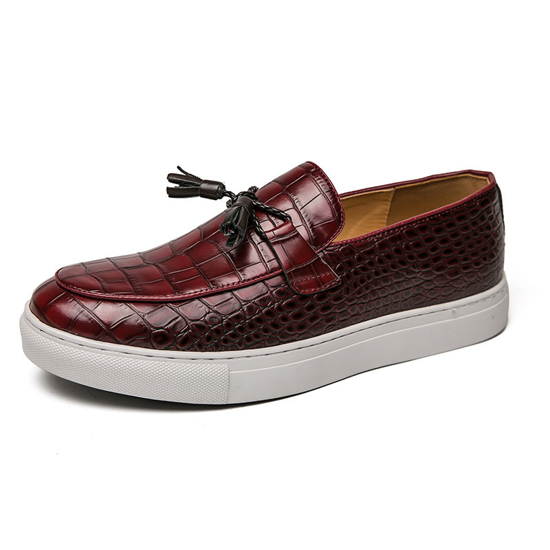 Transfronterizos de tamaño 46 zapatos de hombre de primavera de negocios zapatos de patina de bordas para hombres de color sólido de un pie de zapatos de cuero de calzado