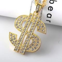 国境を越えた欧米のヒップホップのペンダントの潮流の金のチェーンの18kの金メッキの男女の個性の装飾品はダイヤモンドの大きい美しい金のネックレスを入れます。