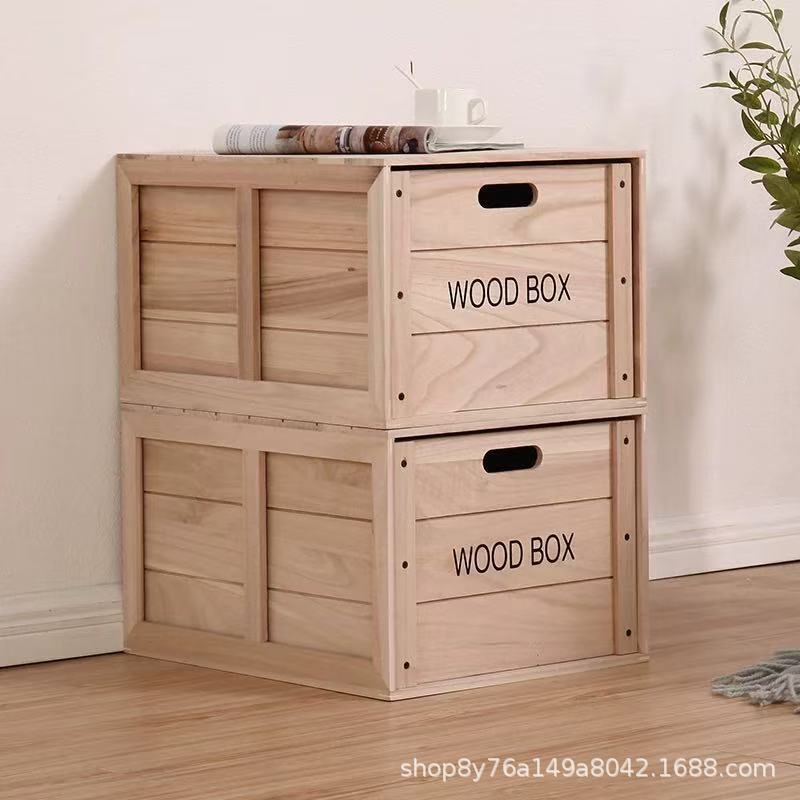 Wooden Storage Box Multi-size Household Goods Sundries Storage Wooden Box Cotton Quilt Clothes Bedside Combination Wooden Box