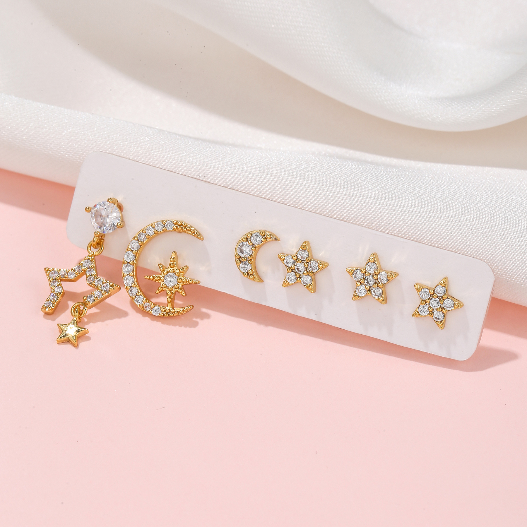 Fashion Star Brass Ear Studs Gem Copper Earrings