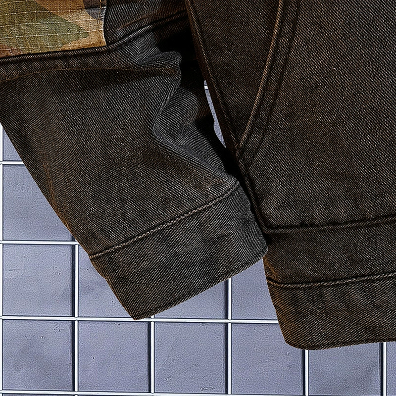 Autumn black denim camouflage jacket, oversize