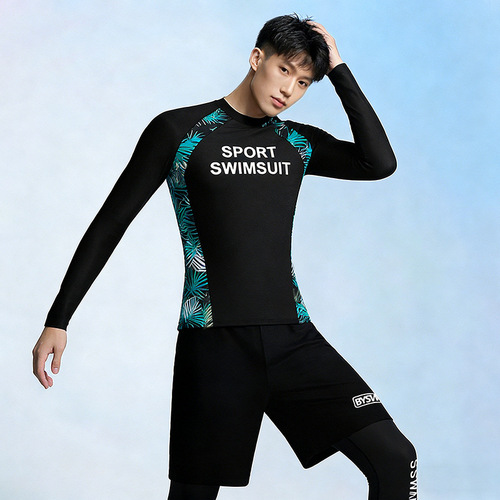 Men's long-sleeved diving suit, women's split slimming chest pad, jellyfish surfing suit, couples sunscreen hot spring swimming suit, new