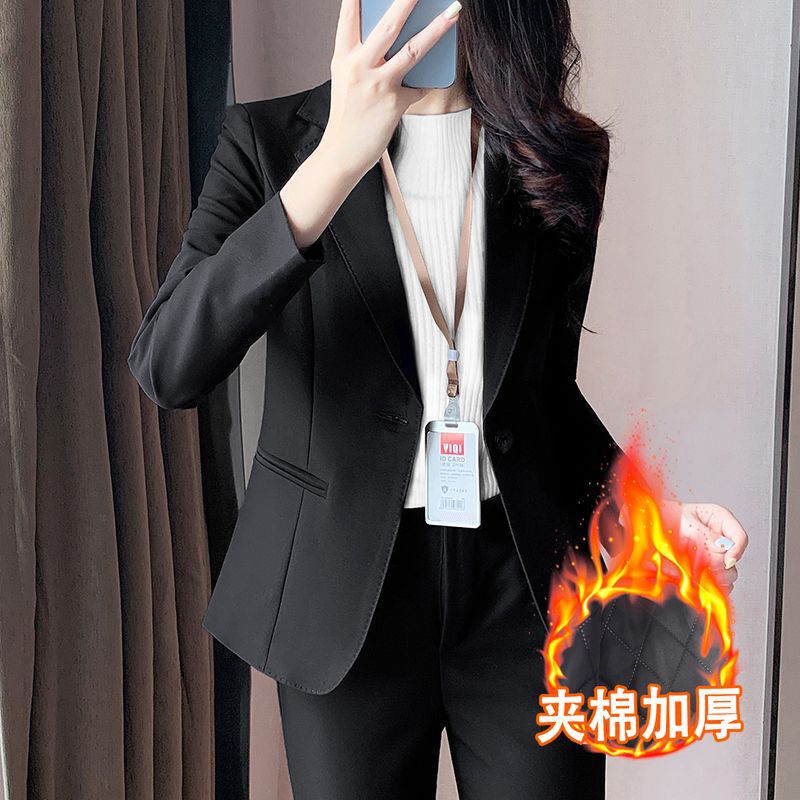 黑色西装外套女春秋新款感小个子面试正装工作服职业西服上衣|undefined