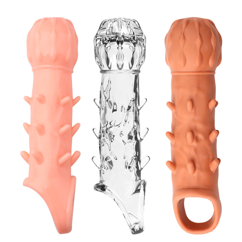 Textured Studded Condom Sleeve with Wolf-Tooth Particles, Delay Lock Design, TPE — detail image 6