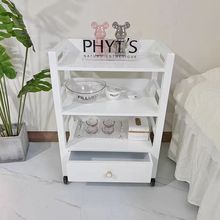 美容院高档专用实木小推车手工翻盖推车原创轻奢置物架收纳工具车